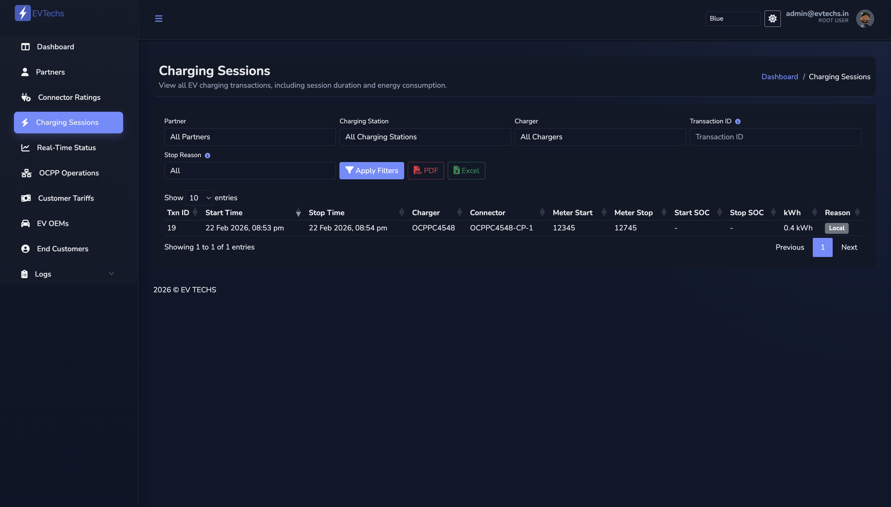 Charging Session Dark